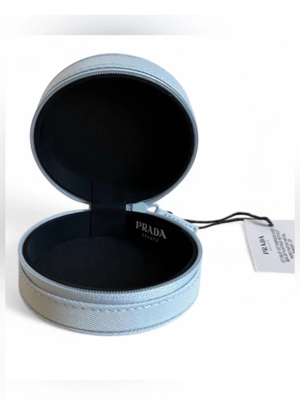 Prada Light Blue Round Travel Cosmetic Case